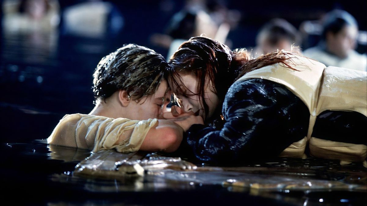 Kate Winslet and Leonardo DiCaprio in the iconic floating door scene from Titanic