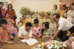 Aamir Khan and Gauri Spratt signing marriage registry at their private Mumbai wedding