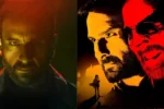 Gritty first-look character posters of Akshay Kumar in a sinister red hue and Saif Ali Khan as a blind character in soft warm lighting for the movie Haiwaan.