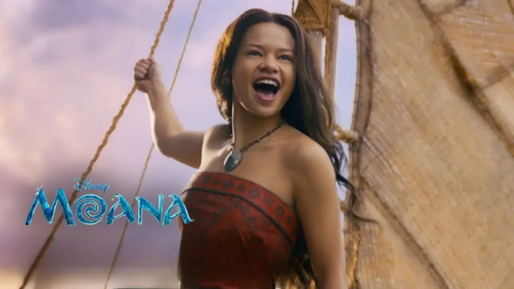 Dwayne Johnson and Catherine Laga'aia in Disney's live-action Moana movie.
