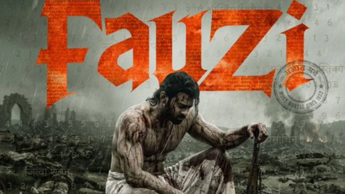 Official poster of Prabhas movie Fauzi highlighting the release date announcement.